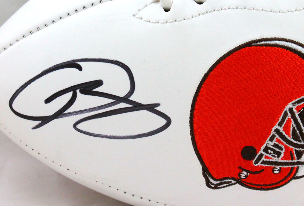 Jarvis Landry/Odell Beckham Autographed Browns Logo Football-Beckett W Holo *Blk