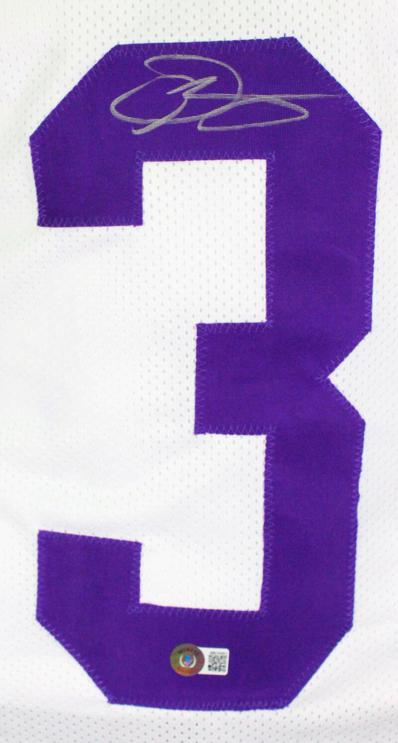Odell Beckham Autographed White College Style Jersey-Beckett W Hologram *Silver
