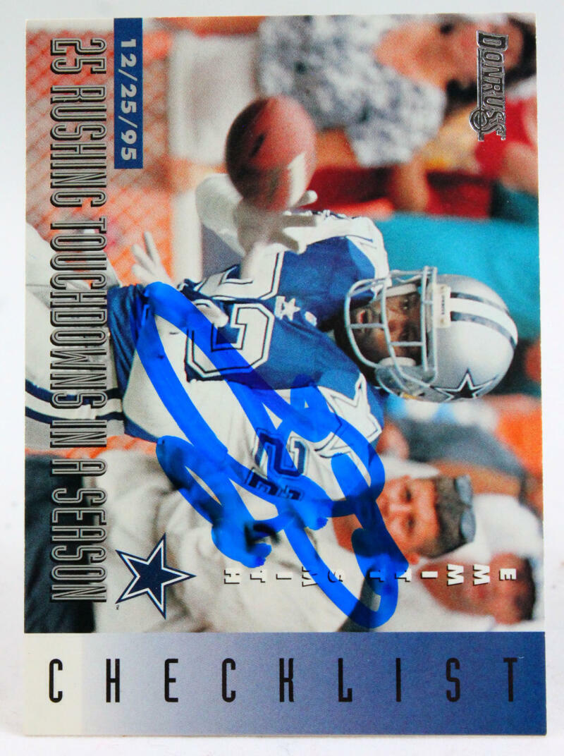 1996 Donruss Checklist #240 Emmitt Smith Cowboys Autograph Beckett Witness