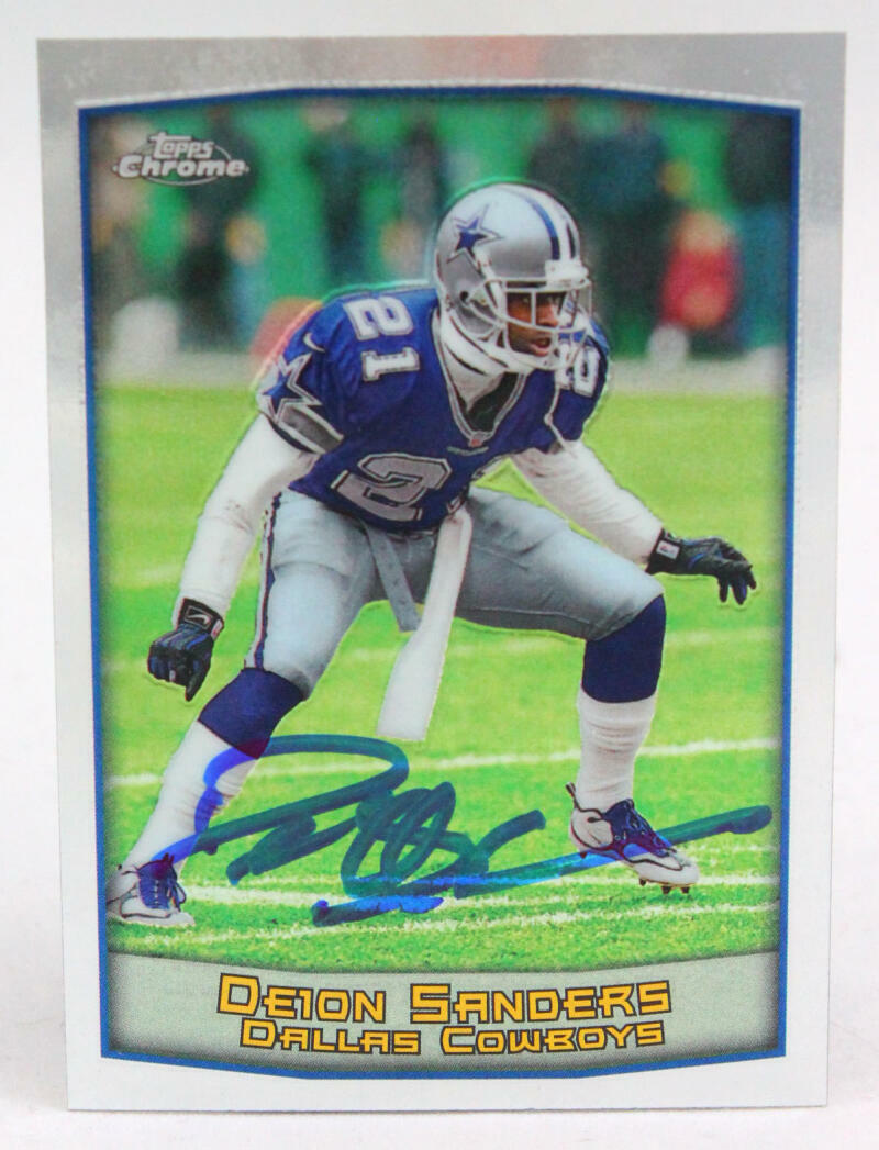 1999 Topps Chrome #69 Deion Sanders Dallas Cowboys Autograph Beckett Witness