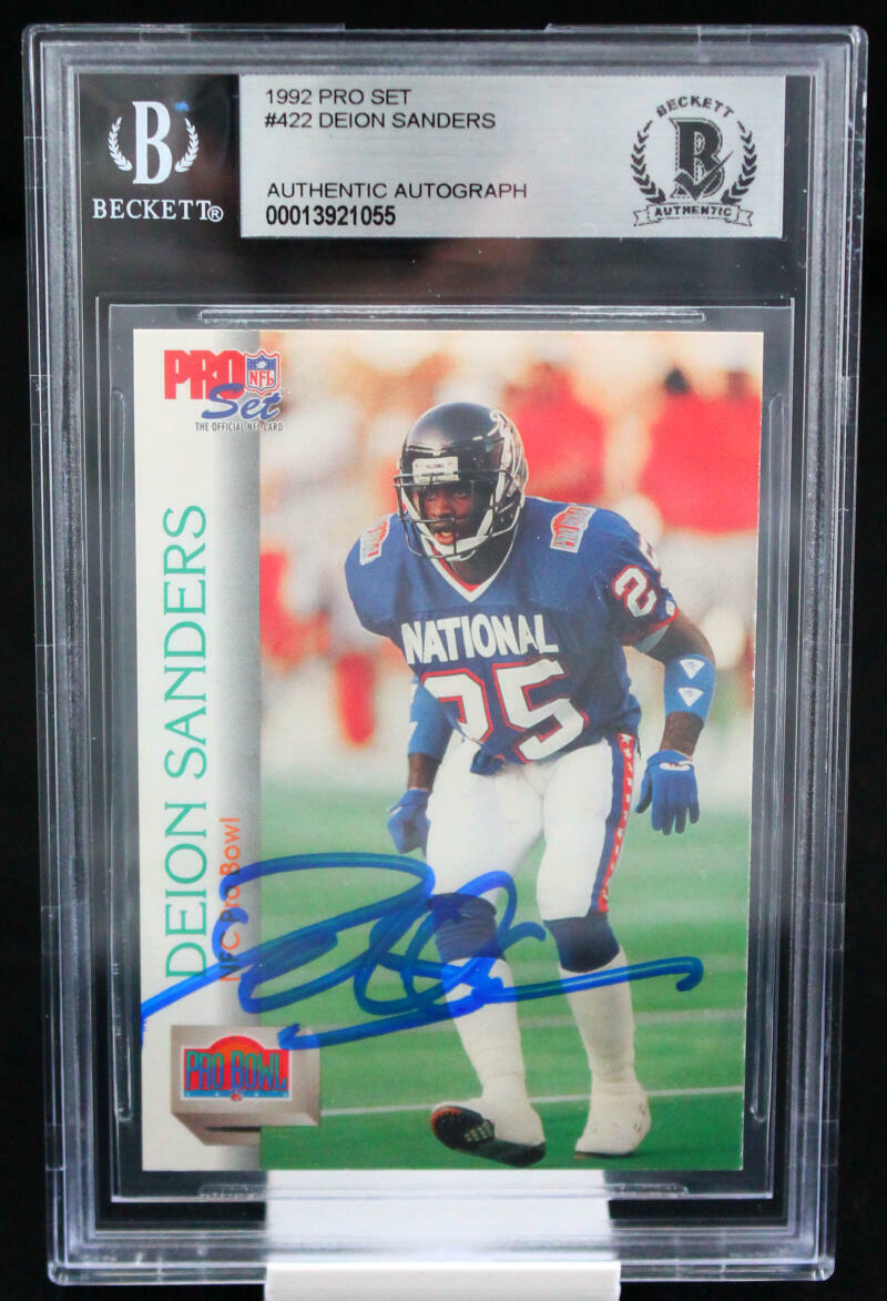 1992 Pro Set #422 Deion Sanders Pro Bowl BGS Autograph 10