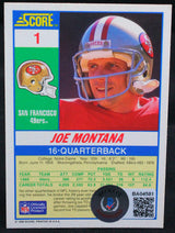1990 Score #1 Joe Montana San Francisco 49ers Autograph Beckett Witness