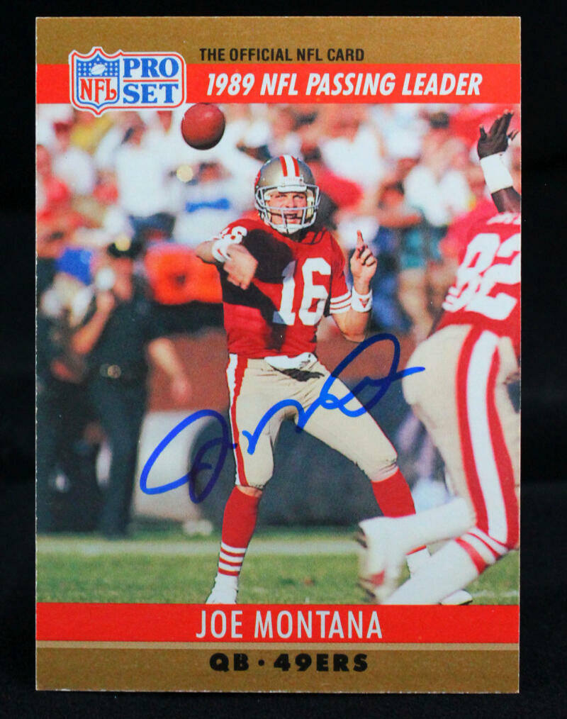 1990 Pro Set NFL Passing Leaders #8 Joe Montana 49ers Auto Beckett Witness