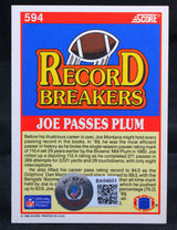 1990 Score Record Breakers #594 Joe Montana 49ers Auto Beckett Witness
