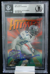 1997 Topps Finest Hitmen #90 Deion Sanders Dallas Cowboys BGS Autograph 10
