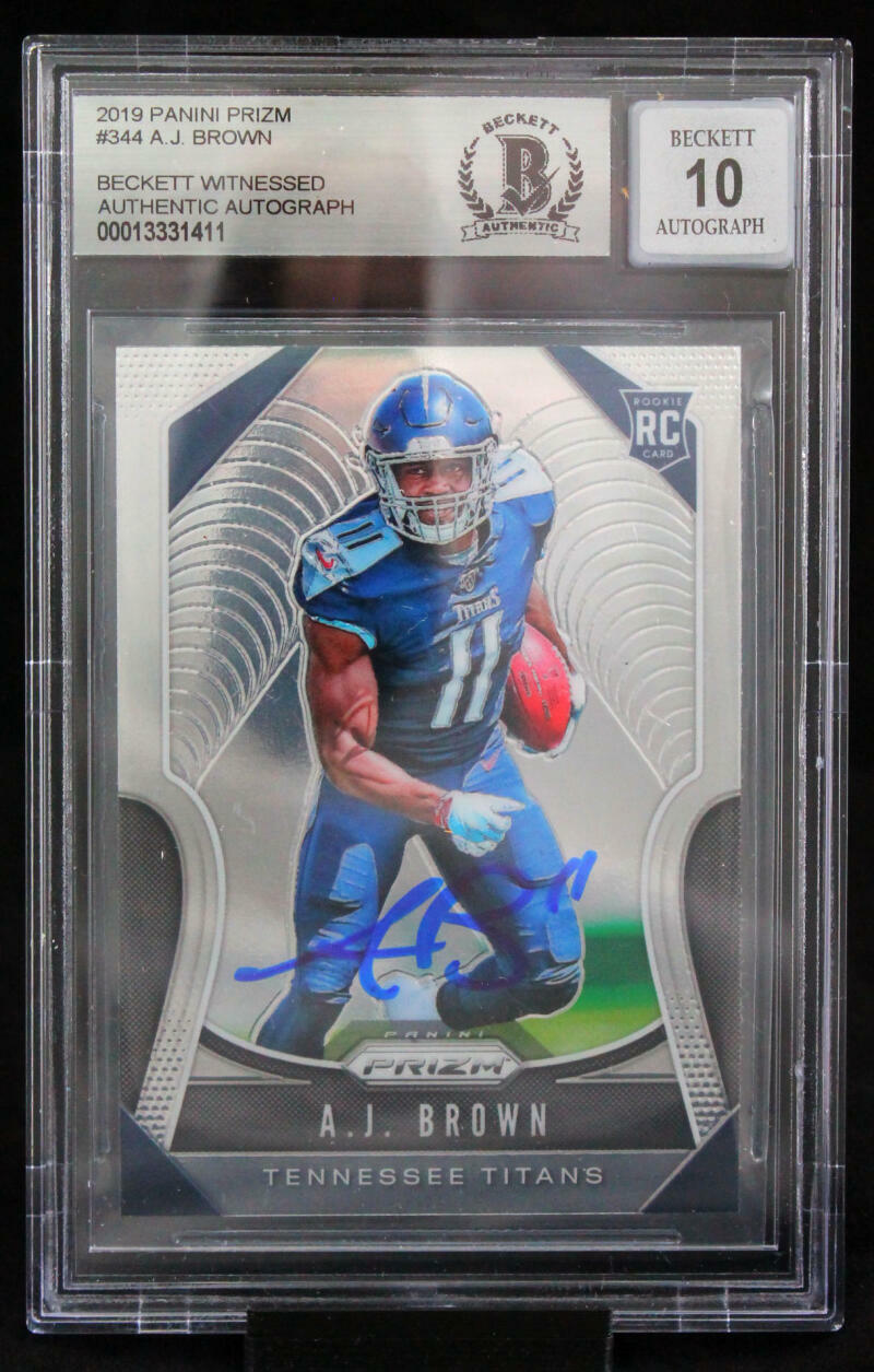2019 Panini Prizm #344 AJ Brown Tennessee Titans BGS Autograph 10