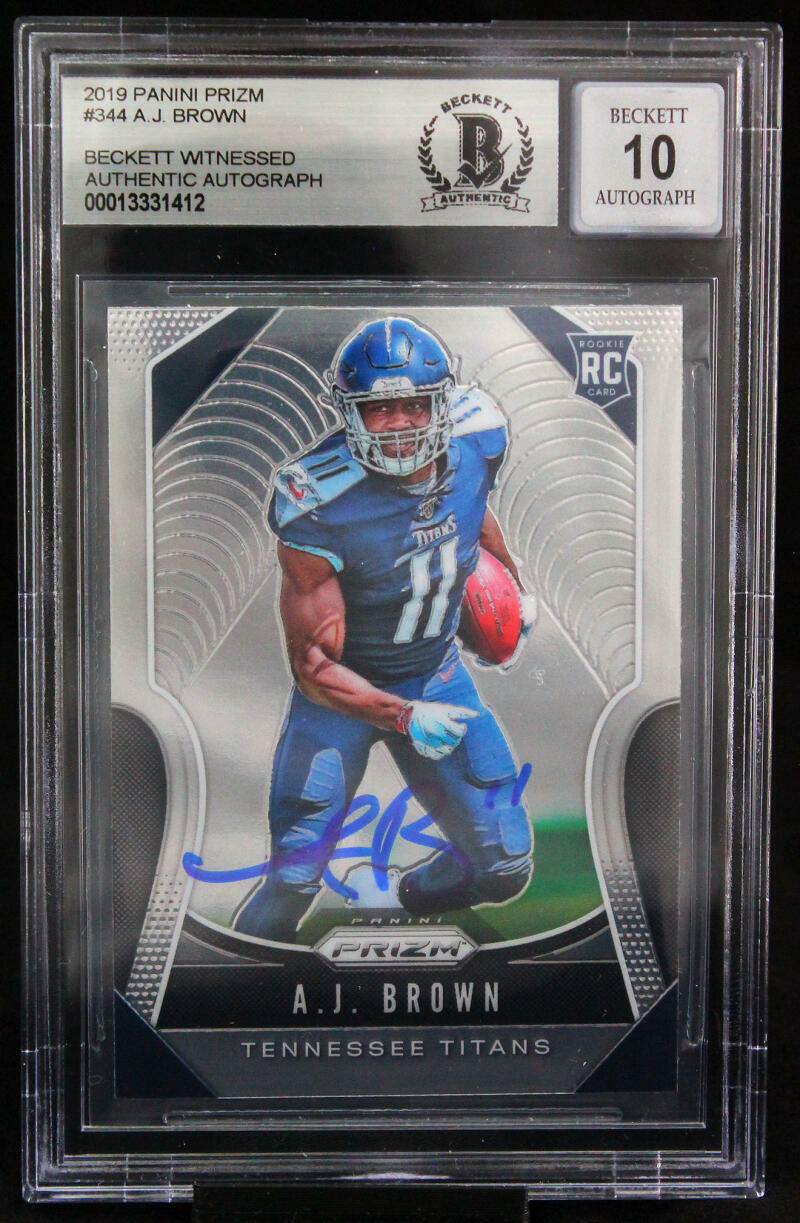2019 Panini Prizm #344 AJ Brown Tennessee Titans BGS Autograph 10