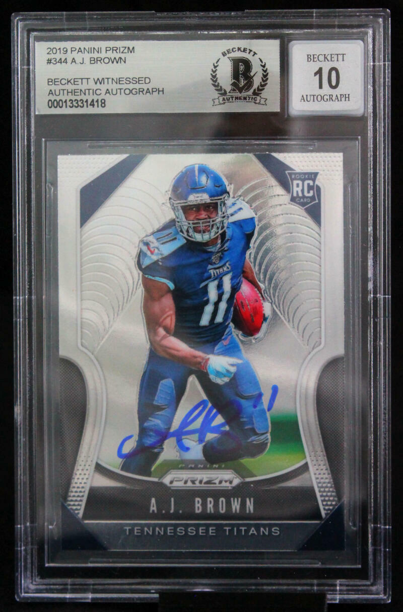 2019 Panini Prizm #344 AJ Brown Tennessee Titans BGS Autograph 10