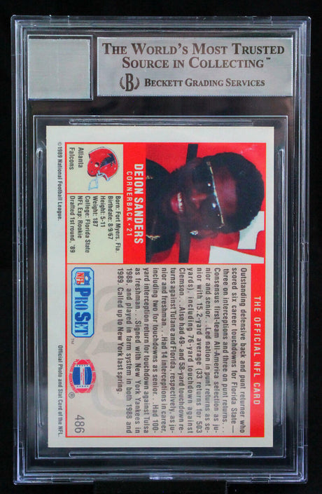 1989 Pro Set #486 Deion Sanders Atlanta Falcons BGS Autograph 10
