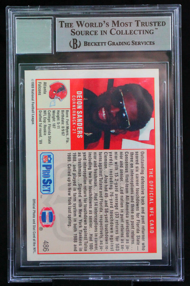1989 Pro Set #486 Deion Sanders Atlanta Falcons BGS Autograph 10