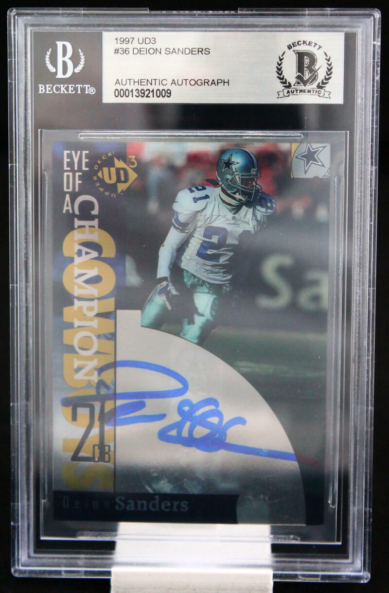 1997 UD3 #36 Deion Sanders Dallas Cowboys BGS Autograph 10