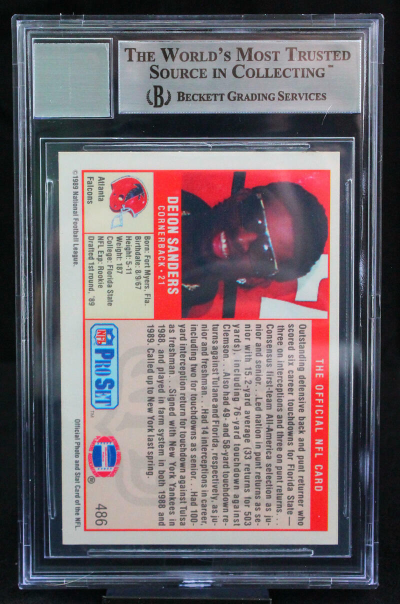 1989 Pro Set #486 Deion Sanders Atlanta Falcons BGS Autograph 10
