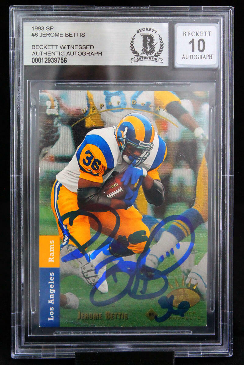 1993 SP #6 Jerome Bettis Los Angeles Rams BGS Autograph 10