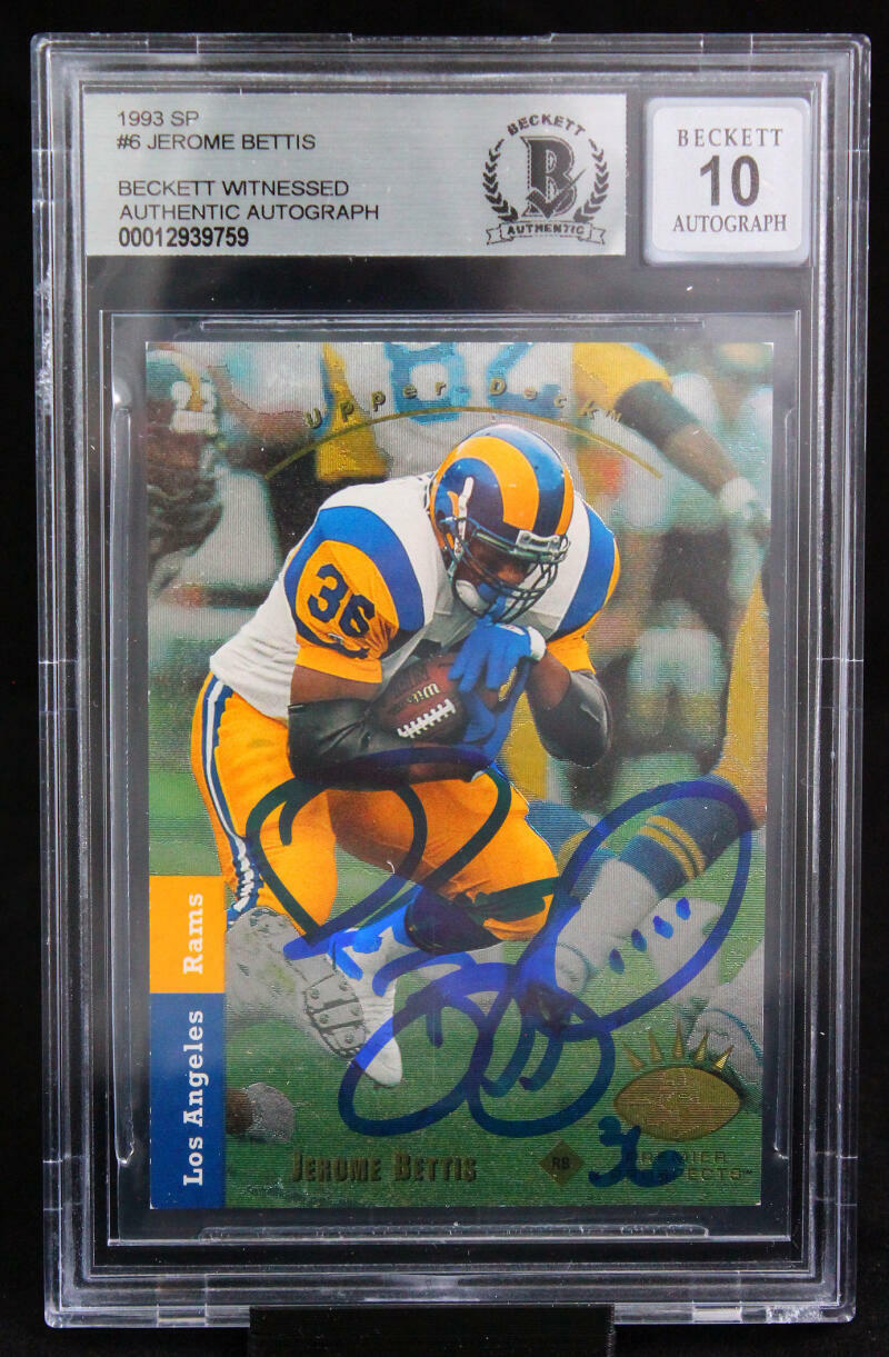 1993 SP #6 Jerome Bettis Los Angeles Rams BGS Autograph 10