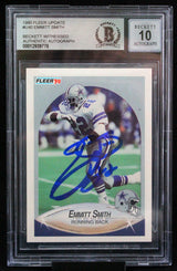 1990 Fleer Update #U40 Emmitt Smith Dallas Cowboys BGS Autograph 10