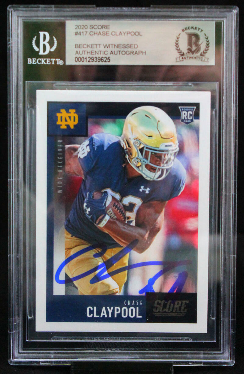 2020 Score #417 Chase Claypool Notre Dame Fighting Irish BGS Autograph 10