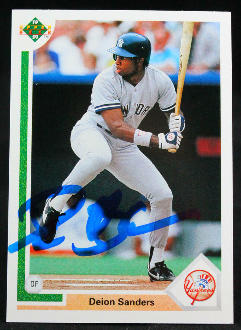 1991 Upper Deck #352 Deion Sanders New York Yankees Autograph Beckett Witness