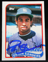 1989 Topps Traded #110T Deion Sanders RC New York Yankees Autograph Beckett Witness