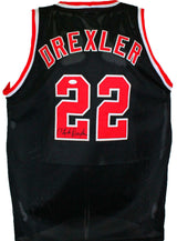 Clyde Drexler Autographed Black Pro Style Jersey- JSA W *Black
