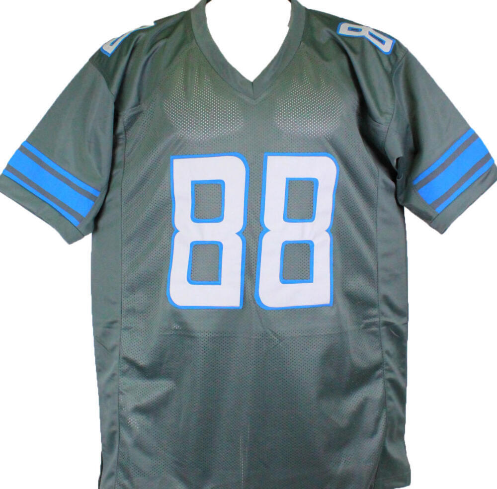 TJ Hockenson Autographed Grey Pro Style Jersey *L8- Beckett W Hologram *Black