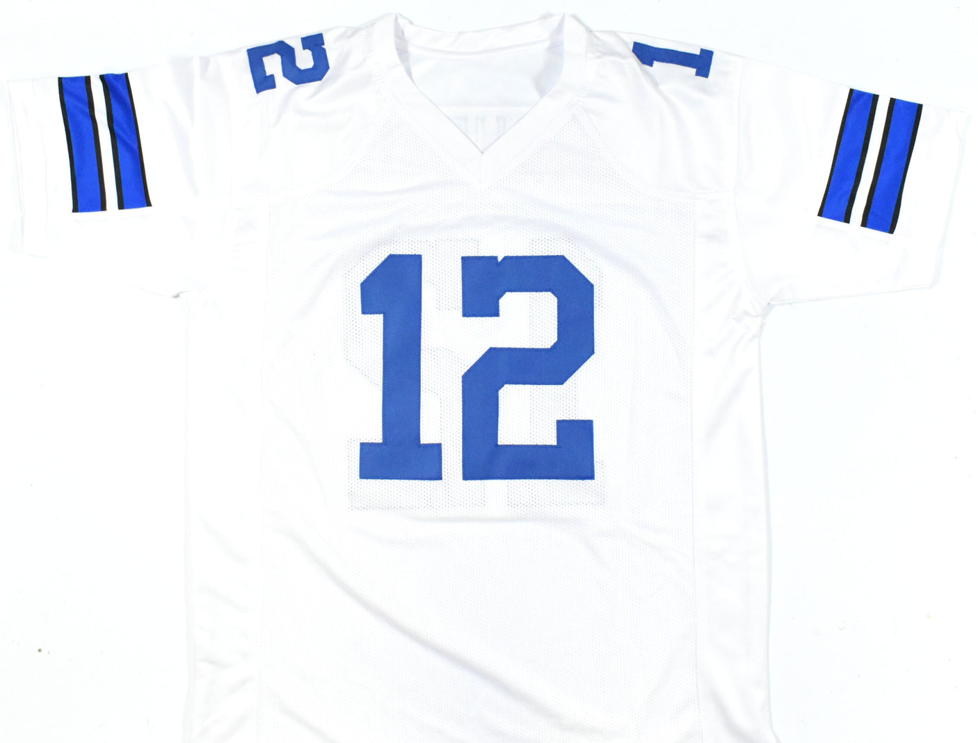 Roger Staubach Autographed White Pro Style Jersey- Beckett W Hologram *Silver