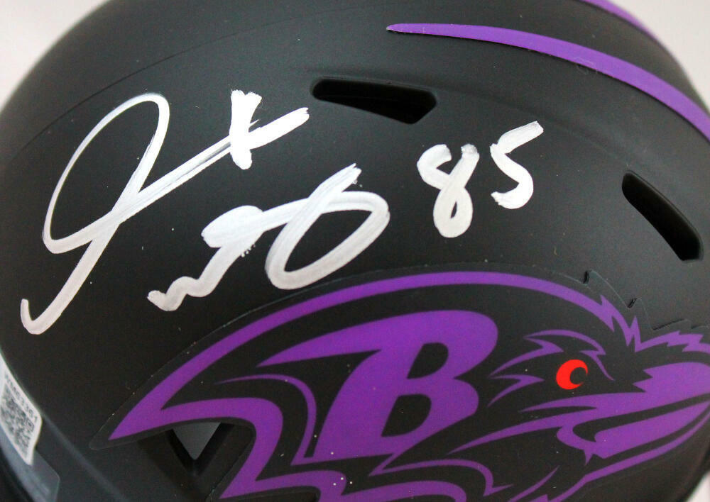 Derrick Mason Autographed Ravens Eclipse Speed Mini Helmet-Beckett W Hologram