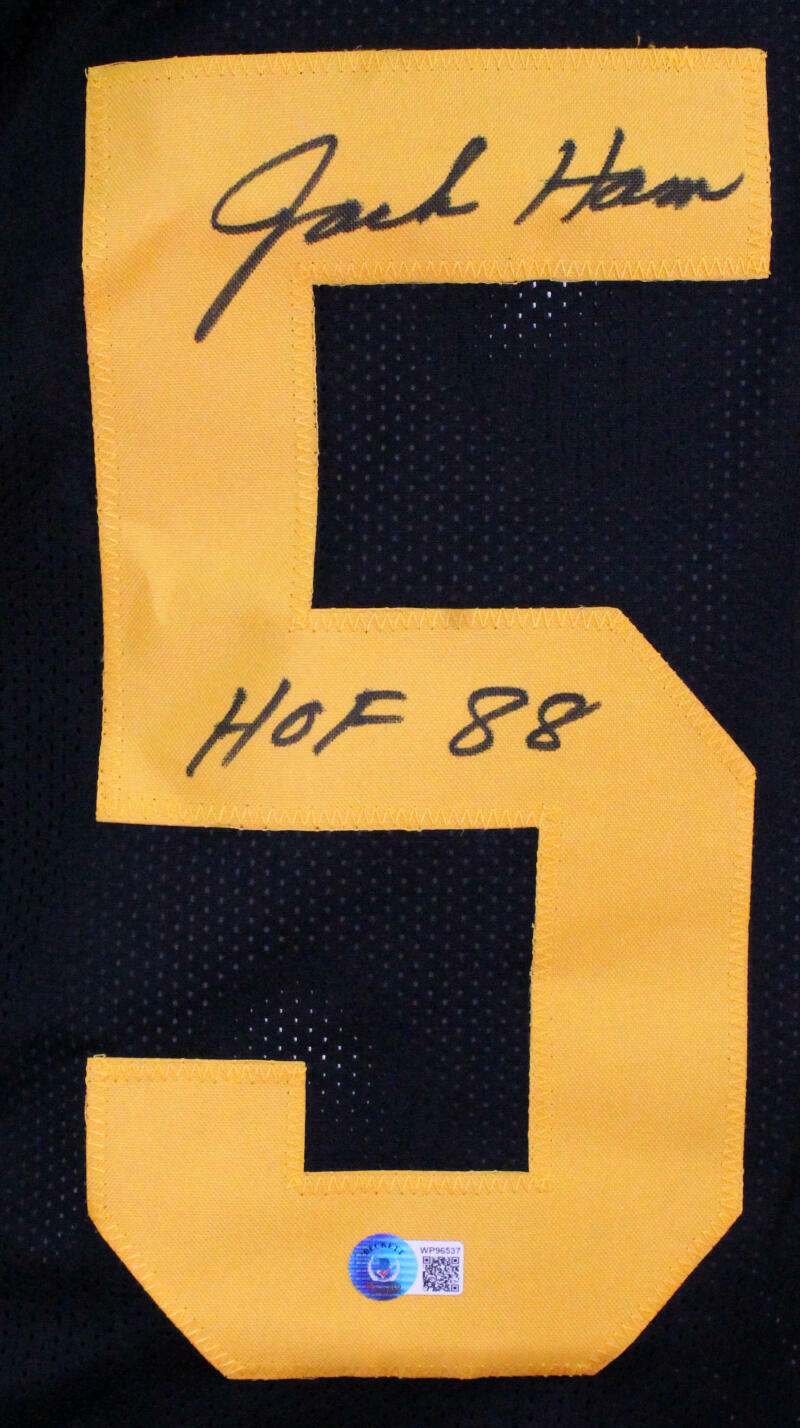 Jack Ham Autographed Black w/Yellow Pro Style Jersey w/ HOF-Beckett W Hologram