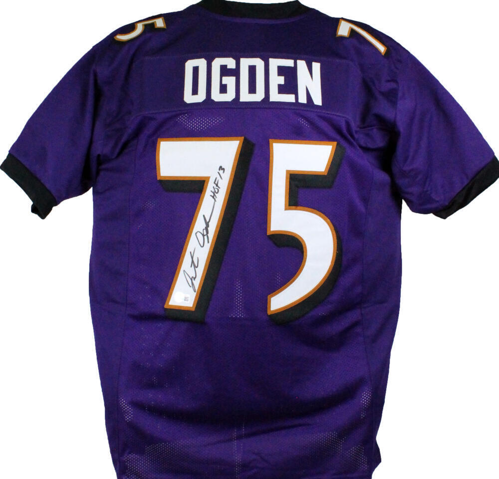 Jonathan Ogden Autographed Purple Pro Style Jersey w/ HOF-Beckett W Hologram