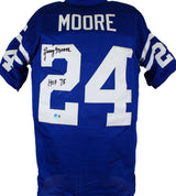 Lenny Moore Autographed Blue Pro Style Jersey w/HOF-Beckett W Hologram *Black