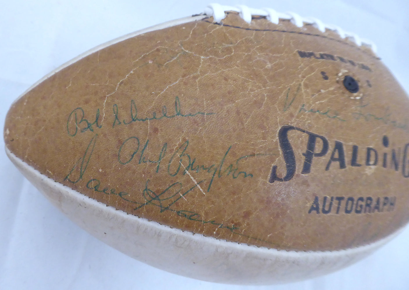 1966-67 Green Bay Packers Super Bowl I Championship Team Autographed Football With 21 Signatures Including Vince Lombardi & Bart Starr Beckett BAS #A52081