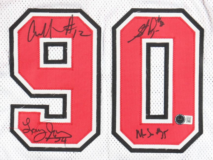 1989-90 UNLV Larry Johnson Augmon Hunt Scurry Signed White Basketball Jersey BAS