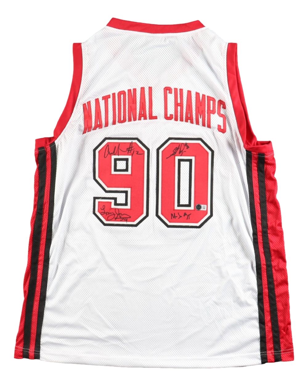 1989-90 UNLV Larry Johnson Augmon Hunt Scurry Signed White Basketball Jersey BAS