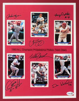 1993 Philadelphia Phillies Multi-Signed Framed Topps Card Display JSA QR