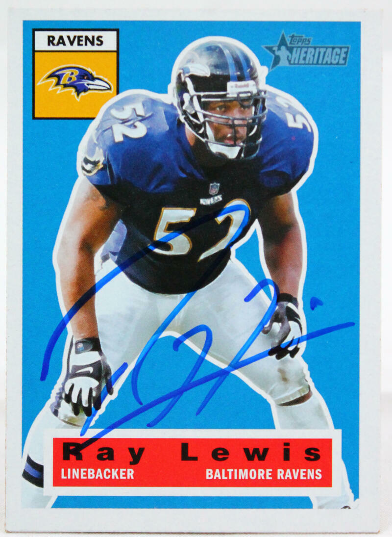 2001 Topps Heritage #1 Ray Lewis Baltimore Ravens Autograph Beckett Witness