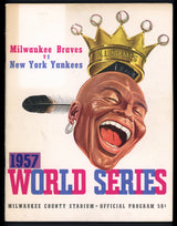 1957 Milwaukee Braves Autographed World Series Program With 5 Total Signatures Including Hank Aaron & Warren Spahn Beckett BAS #AA00297