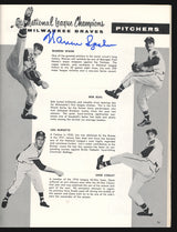 1957 Milwaukee Braves Autographed World Series Program With 5 Total Signatures Including Hank Aaron & Warren Spahn Beckett BAS #AA00297