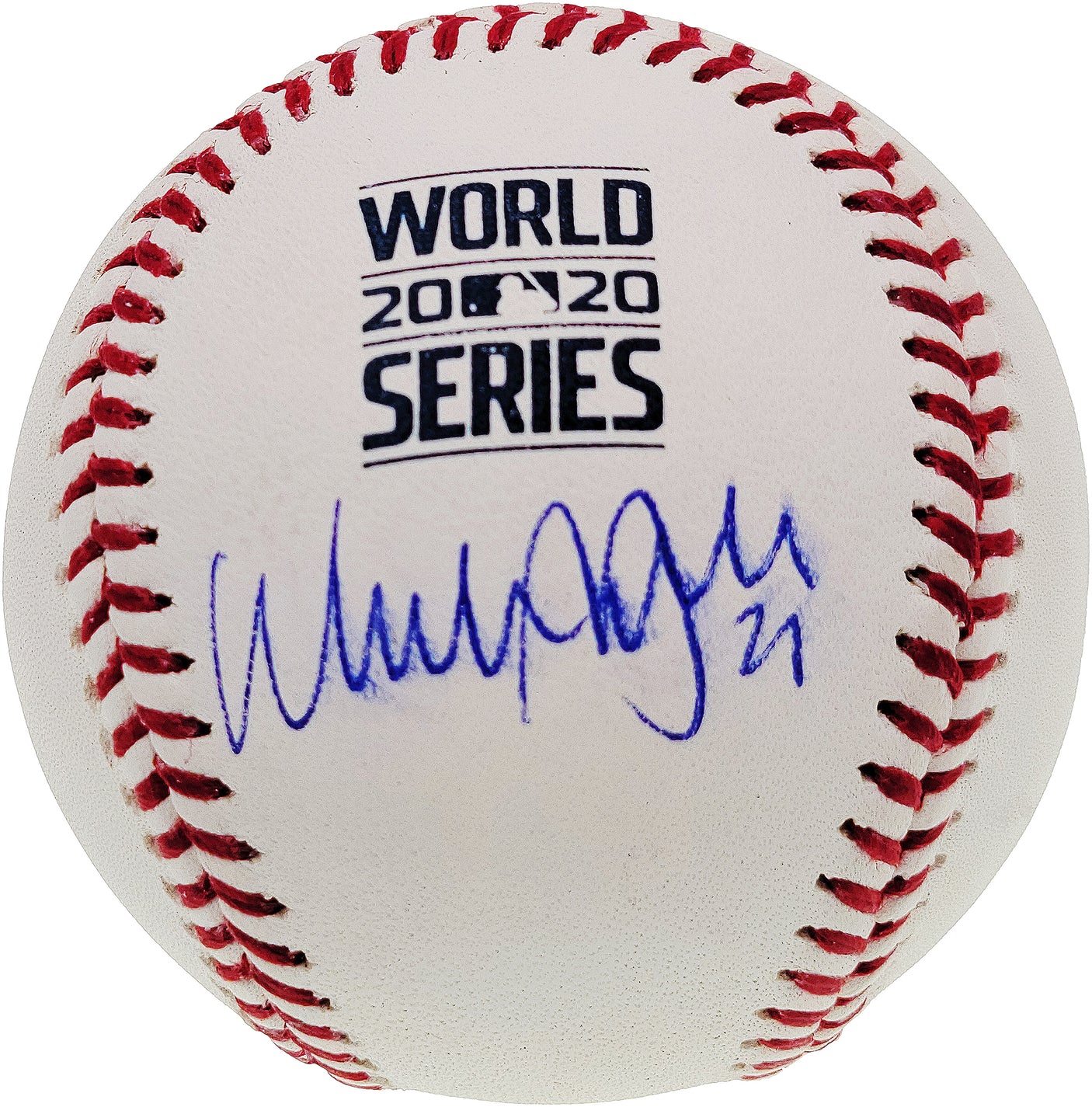 Walker Buehler Autographed Official 2020 World Series Baseball Los Angeles Dodgers (Smudged) Beckett BAS QR #WJ38943