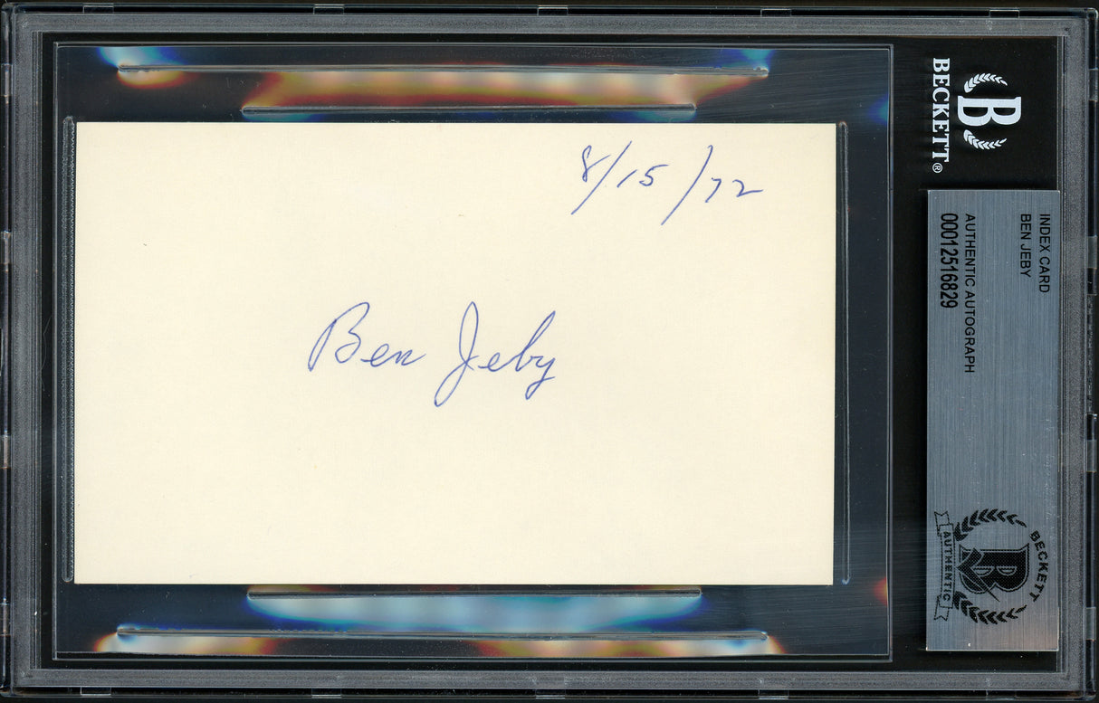 Ben Jeby Autographed 3x5 Index Card Middleweight Champ Beckett BAS #12516829