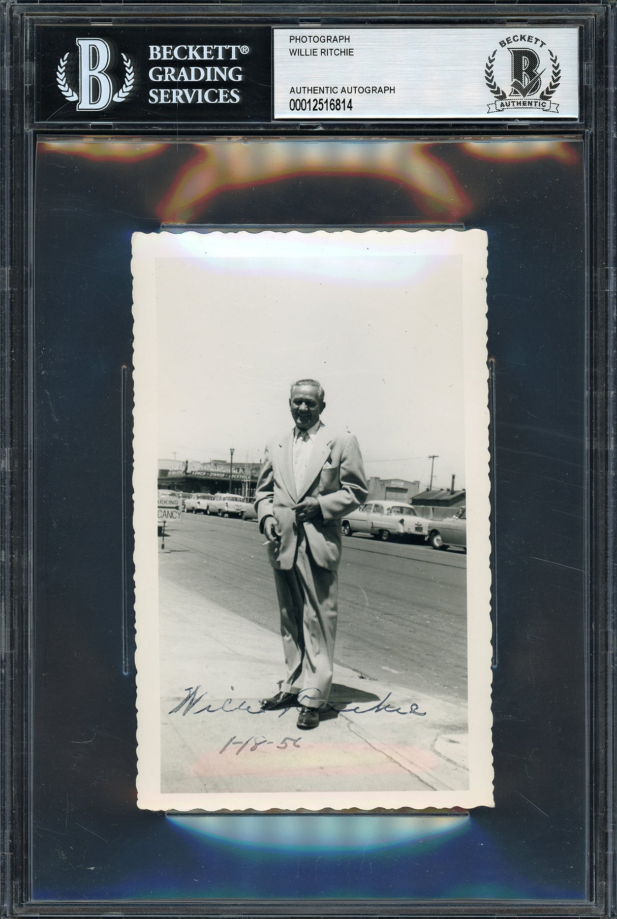 Willie Ritchie Autographed 3.5x5.5 Photo Lightweight Champion Vintage 1953 Beckett BAS #12516814
