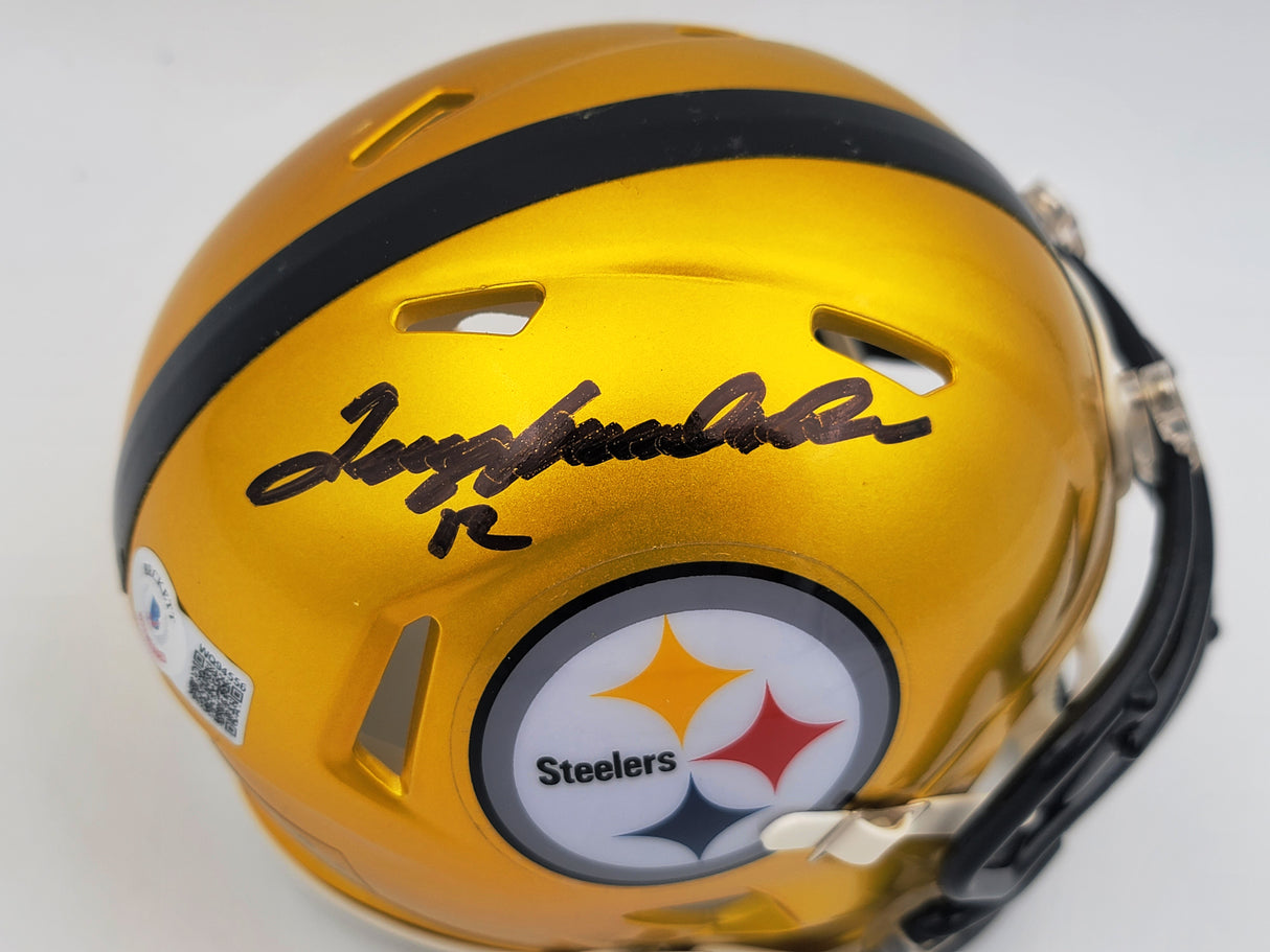 Terry Bradshaw Autographed Pittsburgh Steelers Flash Yellow Mini Helmet Beckett BAS QR Stock #201705