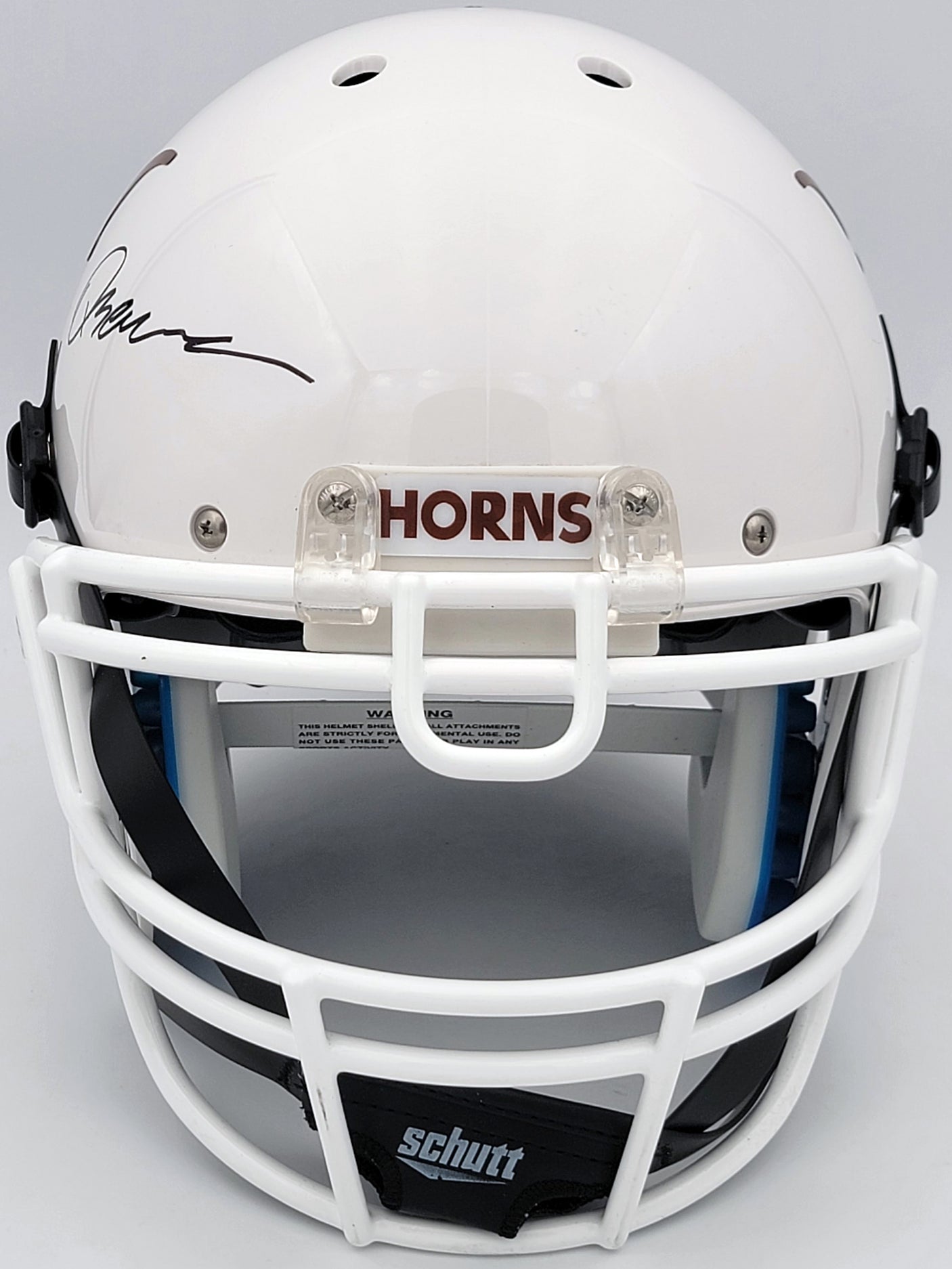 Quinn Ewers Autographed Texas Longhorns White Schutt Full Size Authentic Helmet Beckett BAS QR Stock #201712