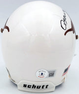 Quinn Ewers Autographed Texas Longhorns White Schutt Mini Helmet Beckett BAS QR Stock #201715