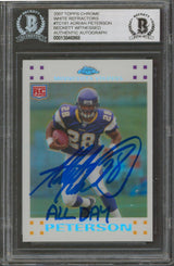 Adrian Peterson Signed 2007 Topps Chrome White Refractors #TC81 RC Card BAS Slab