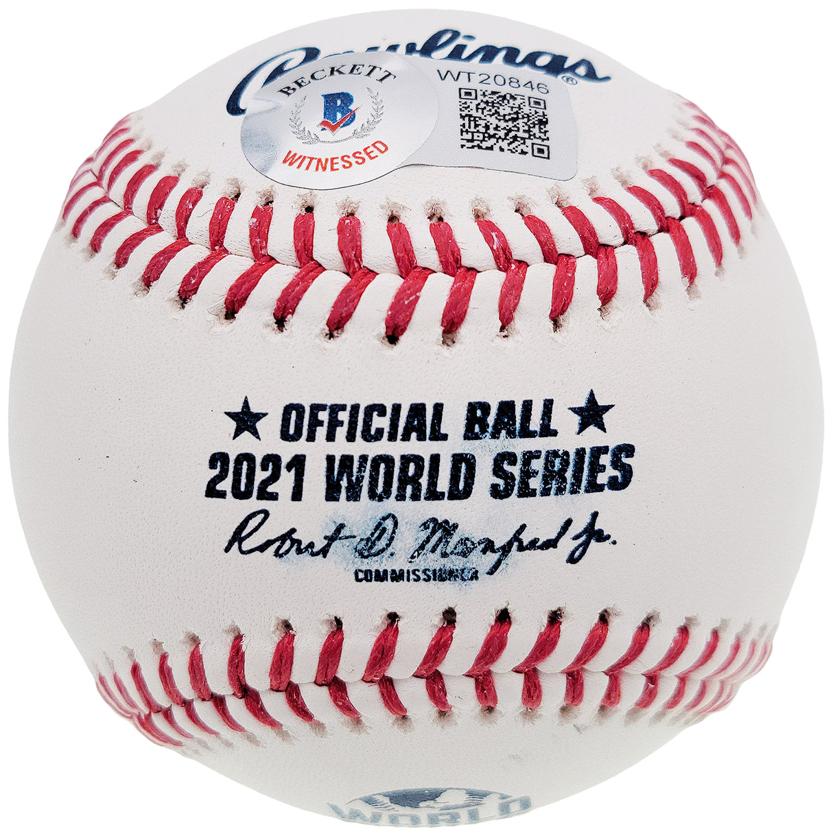 Freddie Freeman Autographed 2021 World Series Baseball Atlanta Braves Beckett BAS QR Stock #201176