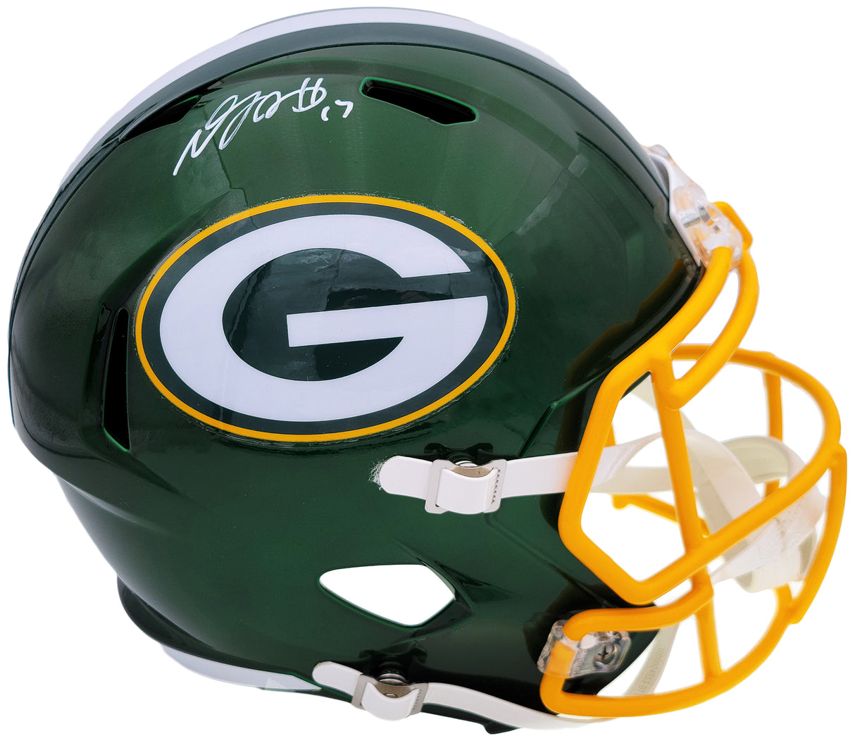 Davante Adams Autographed Green Bay Packers Flash Green Full Size Replica Speed Helmet Beckett BAS QR Stock #201212