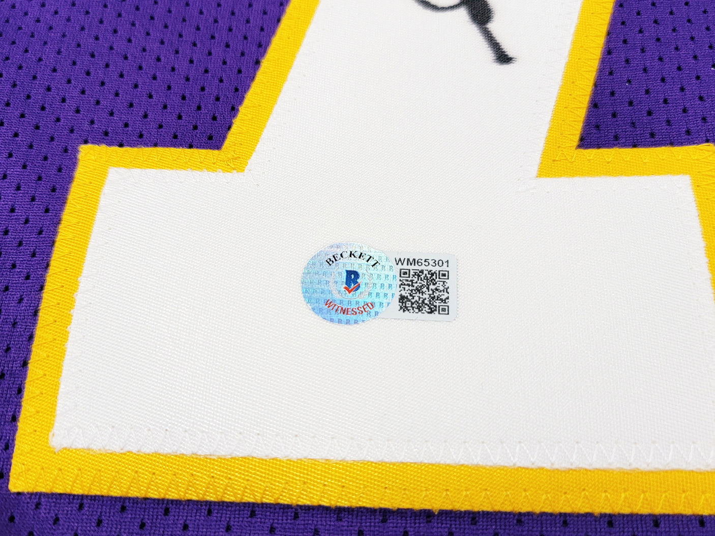 Minnesota Vikings Steve Hutchinson Autographed Purple Jersey "HOF 20" Beckett BAS QR Stock #201206