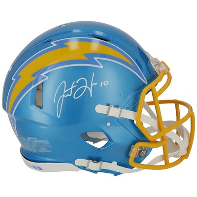 Justin Herbert Autographed Los Angeles Chargers Authentic Flash Speed Helmet Authentic Helmet Fanatics