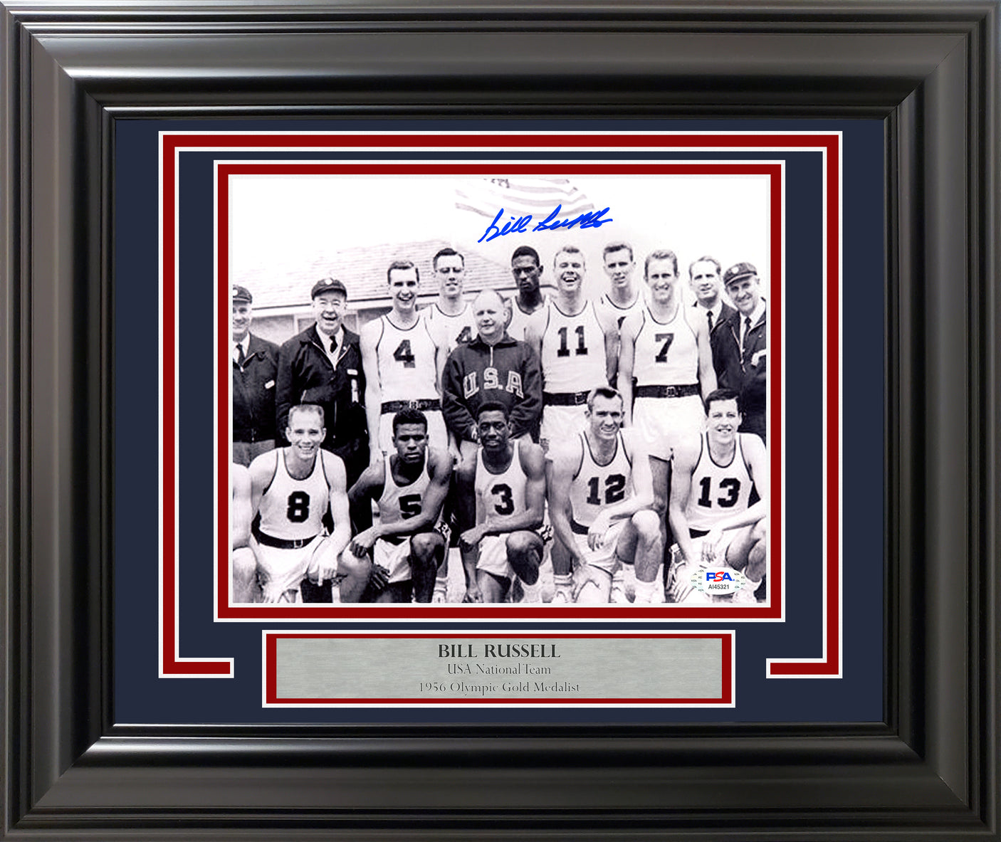 Bill Russell Autographed Framed 8x10 Photo Team USA Basketball 1956 Olympics PSA/DNA #AI45321
