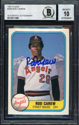 Rod Carew Autographed 1981 Fleer Card #268 California Angels Auto Grade 10 Beckett BAS Stock #186036