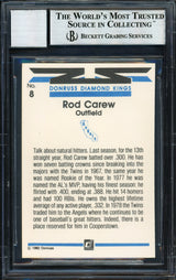 Rod Carew Autographed 1982 Donruss Diamond Kings Card #8 California Angels Auto Grade 10 Beckett BAS Stock #186050